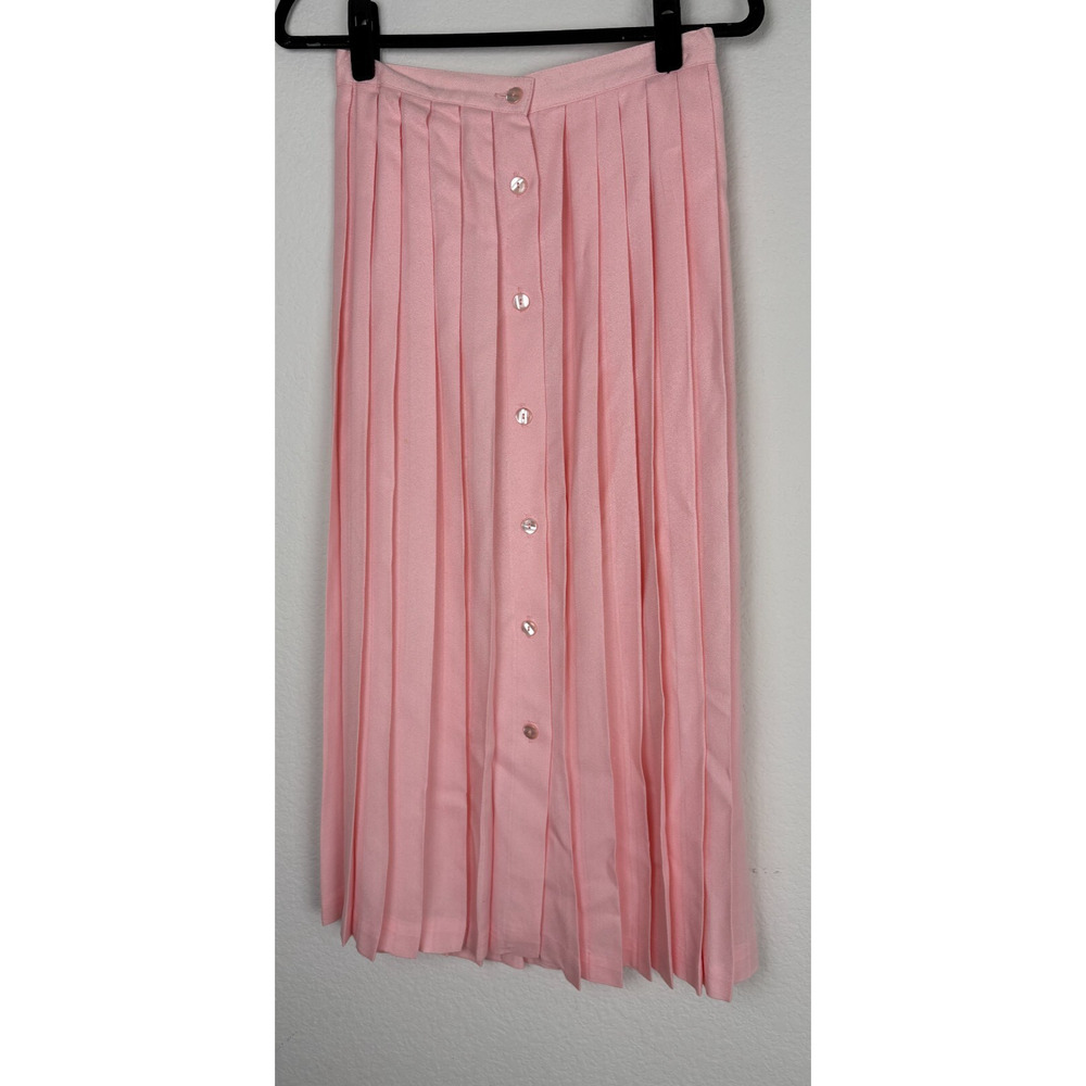 Vintage TJW by Mervyns Midi Pleated Pink Skirt Sz 10 Feminine Peasant Lagenlook